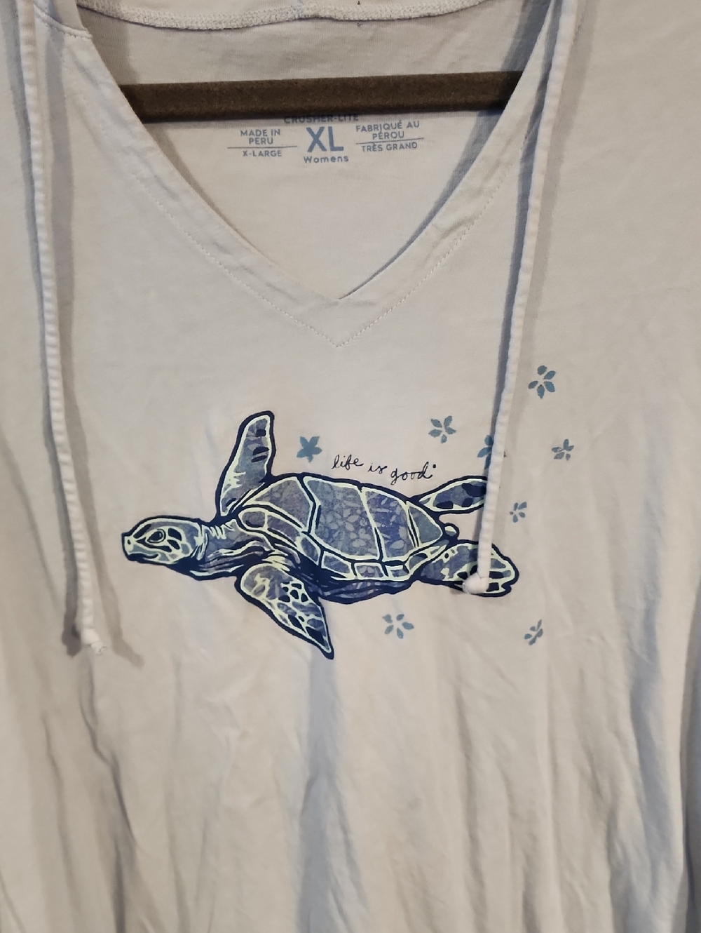 Life Is Good Women's Light Blue V-Neck Crusher-Lite Tee